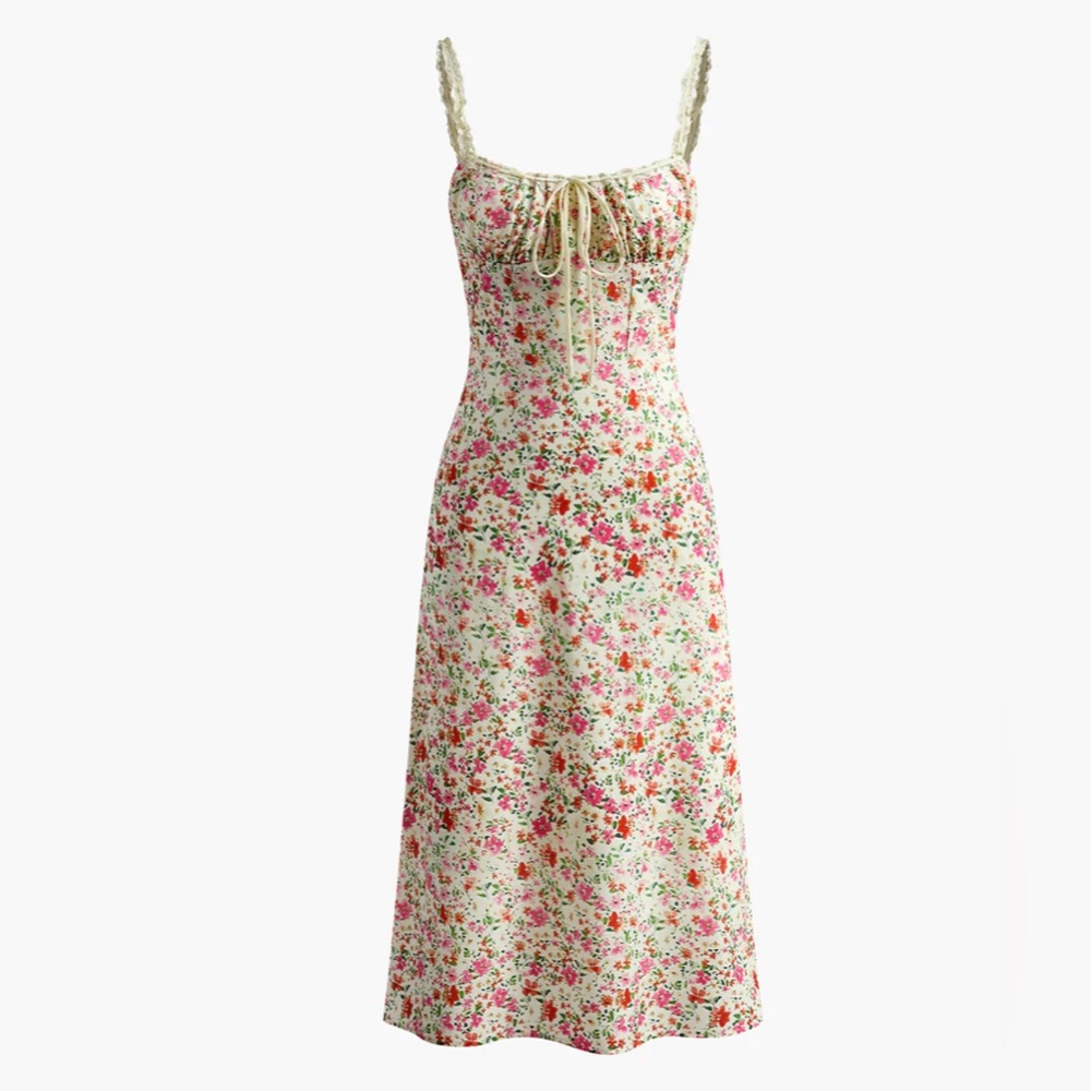 Floral Print Trim Cami Midi Dress Commense Size XS NWT CC14 - Picture 6 of 10